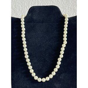 Vintage 8mm Faux Pearl Necklace 18 Inch with Gold Tone Clasp Elegant Wedding GUC